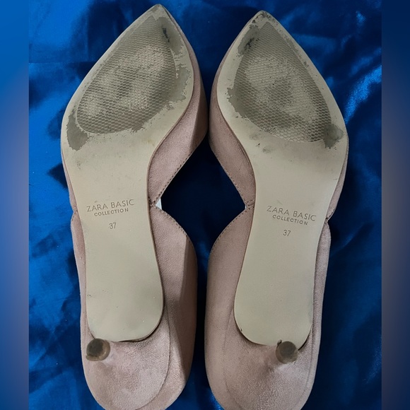 Zara Basic Baby Pink Round Heel Pointed Toe Slingback Women's Shoes Size 37 - Picture 6 of 11